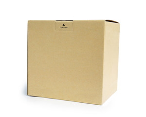 Brown paper box isolated on white background. This has clipping path. 