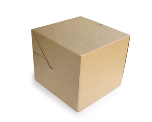 Brown paper box isolated on white background. This has clipping path. 