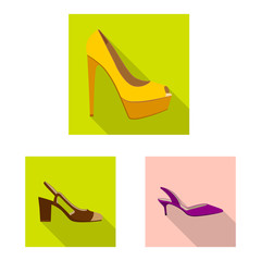 Isolated object of footwear and woman sign. Collection of footwear and foot stock vector illustration.