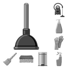 Isolated object of cleaning and service icon. Set of cleaning and household stock vector illustration.