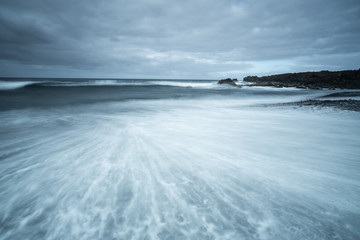 Obraz premium Beautiful rigid volcanic beaches in El Golfo on Lanzarote island, Canary Islands, Spain. 