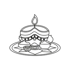 Candle of onam celebration design