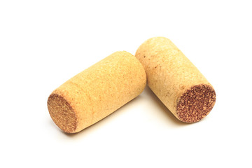 Wine corks isolated on white background .