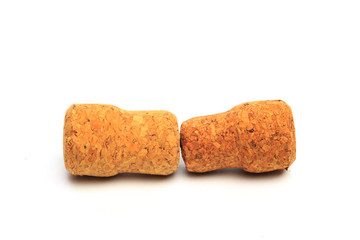 Wine corks isolated on white background .