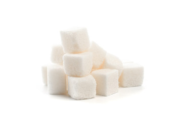 .Sugar cubes on white background isolated - Image