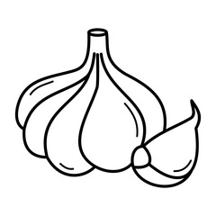 Garlic icon in outline style