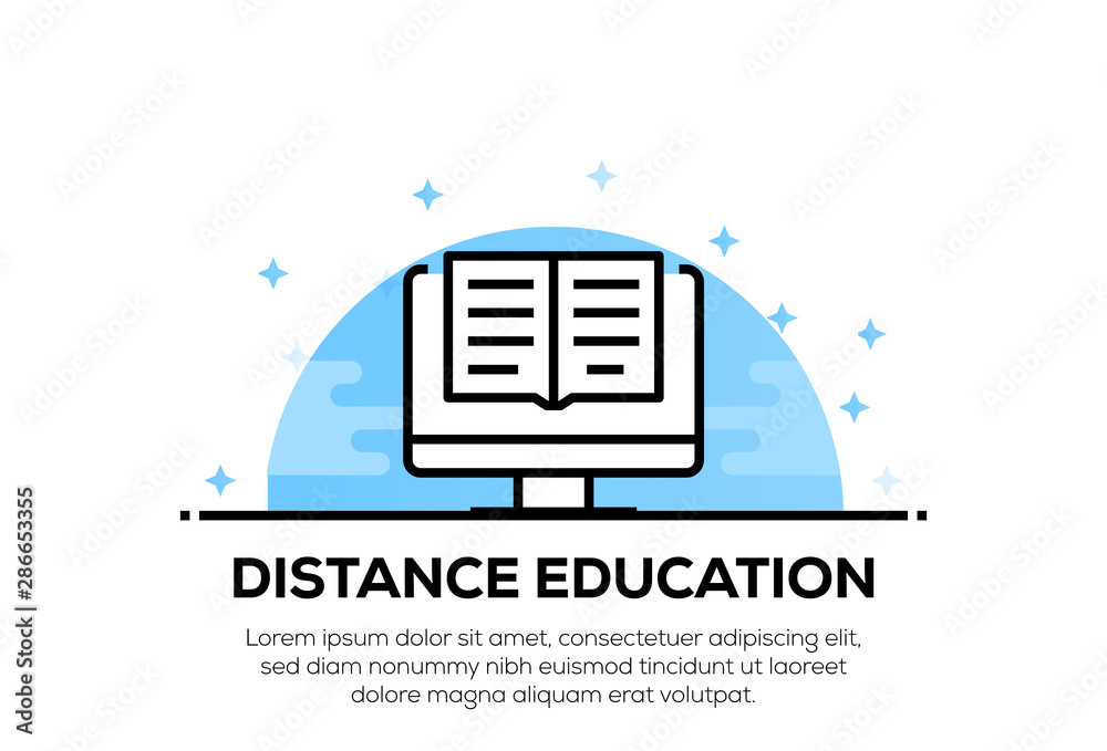 Wall mural distance education icon concept