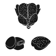 Vector design of restaurant and agriculture sign. Collection of restaurant and raw stock symbol for web.