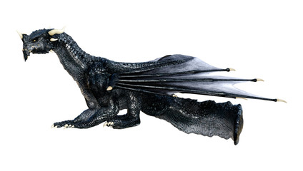 3D Rendering Fairy Tale Dragon on White