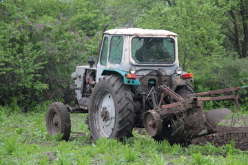 old tractor in the field