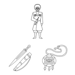 Vector illustration of traditions and national symbol. Set of traditions and sightseeing stock symbol for web.