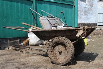 old rusty wheelbarrow
