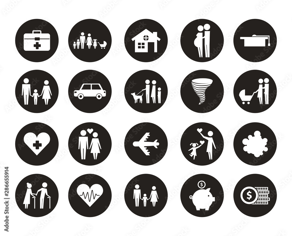 Poster bundle of insurance company icons