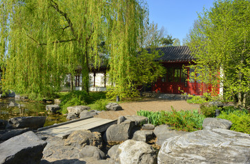 beautiful view at the chinese part in the Gardens of the World in Berlin