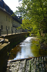 Fototapeta premium Goslar, Germany idyllic river view from the Pons Regis brigde