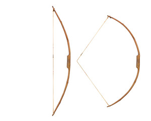 Ancient wooden bow isolated on white background. This has clipping path. 