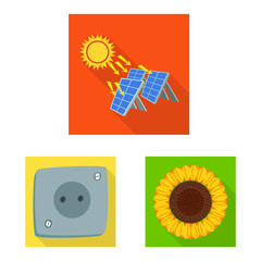 Vector design of Solar and panel sign. Collection of Solar and green vector icon for stock.