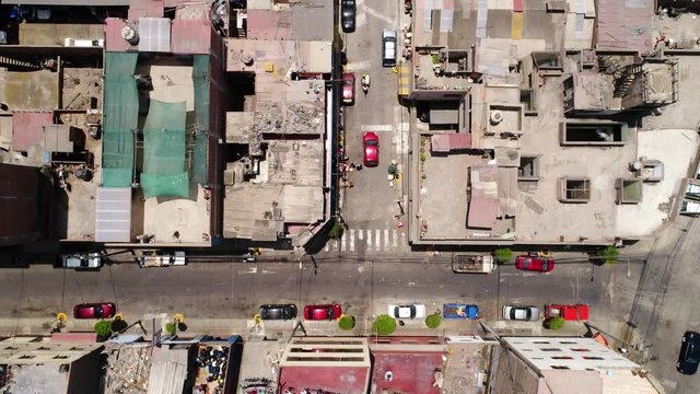 Rooftop of LIMA, Peru. Aerial with Street and Traffic, South America
