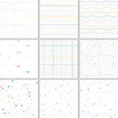 Rainbow pastel line geometric seamless pattern collection