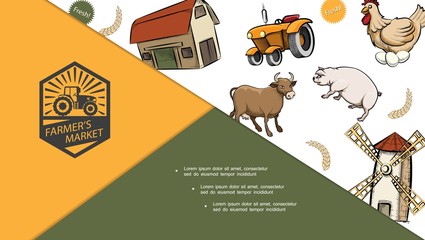 Hand Drawn Farm Colorful Composition