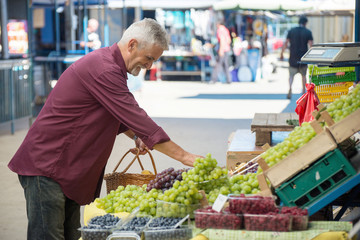 Senior man Buying Fruits on Farmers Market