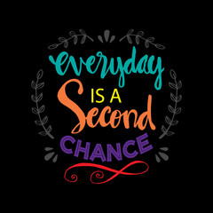 Everyday is a second chance. Motivational quote.