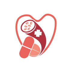 Cholesterol in artery health risk vector design Illustration