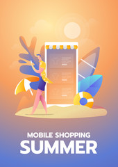 Shopping online summer illustration poster