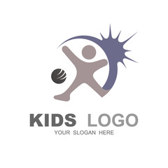 a football sports logo with the symbol of someone kicking a ball, sport logo