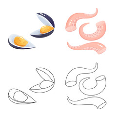 Naklejka premium Vector design of fresh and restaurant symbol. Collection of fresh and marine stock symbol for web.