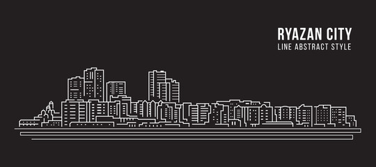Fototapeta premium Cityscape Building Line art Vector Illustration design - Ryazan city