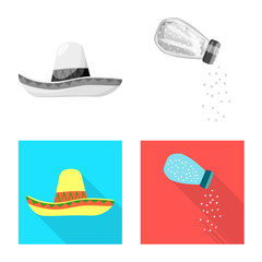 Vector illustration of cafe and Latin logo. Set of cafe and national vector icon for stock.