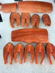 fresh salmon on the market