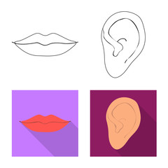 Vector illustration of body and part logo. Collection of body and anatomy stock symbol for web.
