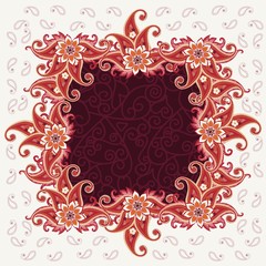 Beautiful paisley ornament. Ethnic style. Russian, indian, turkish, damask motifs. Shawl, napkin, lovely tablecloth or pillowcase.