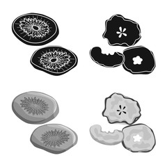 Vector illustration of food and raw icon. Set of food and nature vector icon for stock.