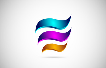  3D Swoosh business logo icon design with blue and pink colors