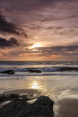 Fototapeta na wymiar Sunset on the beaches of Chiclana in Cadiz