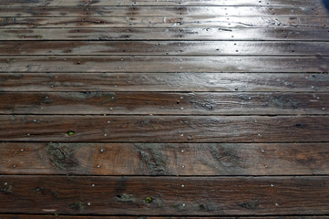 Slippery looking dark wooden decking