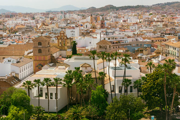 Panoramic view of the Picasso museum with the city of Malaga in the background