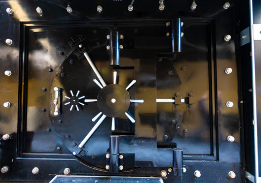 Metal Doors Of A Large Bank Safe In Black