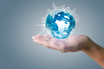 glass globe in hand