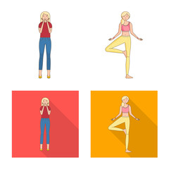 Vector design of posture and mood icon. Collection of posture and female vector icon for stock.