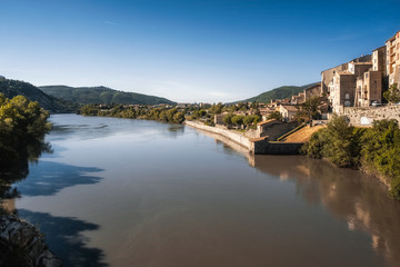 Fototapeta na wymiar River Durance passes the town of Sisteron in France