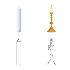 Vector illustration of relaxation and flame sign. Collection of relaxation and wax stock vector illustration.