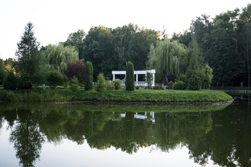 Fototapeta na wymiar Landscape with lake and reflections