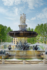 fountain “la rotonde” in the city of  aix en provence -france - obrazy, fototapety, plakaty