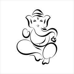 Ganesha The Lord Of Wisdom Calligraphic Style