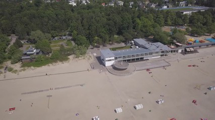 Baltic Sea coast beach Parnu Estonia aerial drone top view 4K UHD video