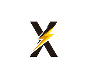 Thunder X Letter icon,  flash X logo icon